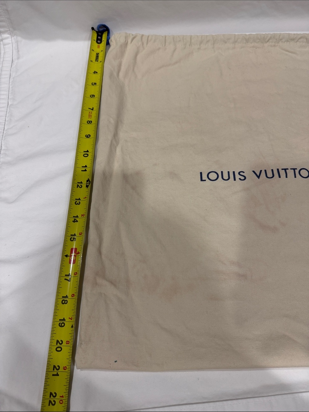 Louis Vuitton Beige Fabric Dust Bag with Blue Drawstrings - Picture 2 of 5